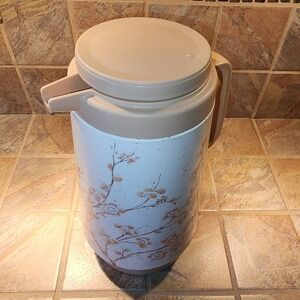 Vintage Corning Ware Coffee Thermos Pitcher Cherry Blossoms Beige 8001